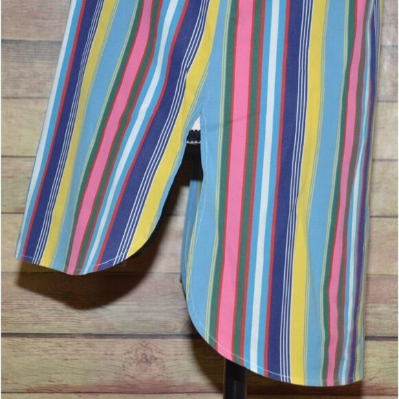 Ralph Lauren Rainbow Stripe Collarless Button Dress Shirt Ladies 8 French Cuffs - Picture 6 of 10